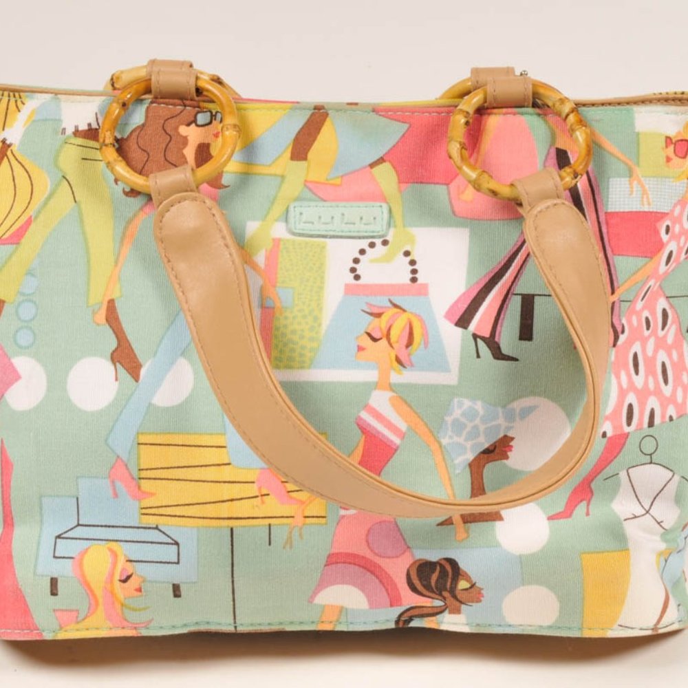 Lulu Printed Fabric Purse with beaded detail {EX+} - Picture 2 of 9